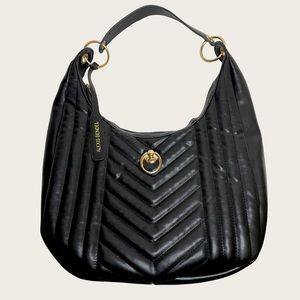 Alexis Bendel - Vegan Leather Quilted Hobo Bag - Black